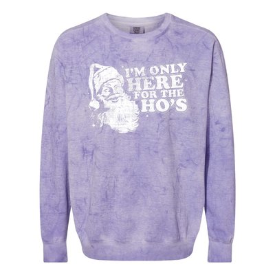 Funny Retro Christmas Santa IM Only Here For The HoS Colorblast Crewneck Sweatshirt