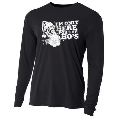 Funny Retro Christmas Santa IM Only Here For The HoS Cooling Performance Long Sleeve Crew