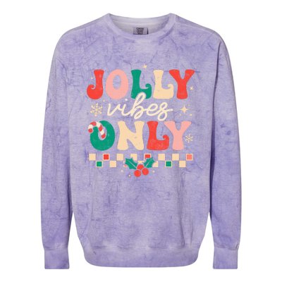 Festive Retro Christmas Joyful Holiday Vibes Colorblast Crewneck Sweatshirt