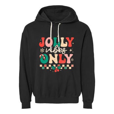 Festive Retro Christmas Joyful Holiday Vibes Garment-Dyed Fleece Hoodie