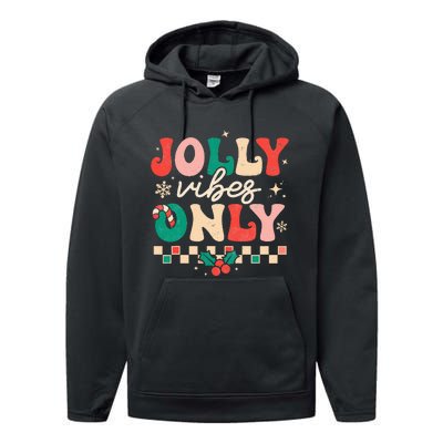 Festive Retro Christmas Joyful Holiday Vibes Performance Fleece Hoodie