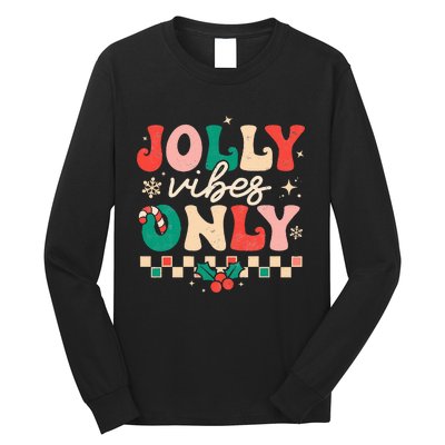 Festive Retro Christmas Joyful Holiday Vibes Long Sleeve Shirt