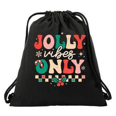 Festive Retro Christmas Joyful Holiday Vibes Drawstring Bag