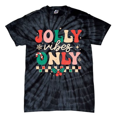 Festive Retro Christmas Joyful Holiday Vibes Tie-Dye T-Shirt