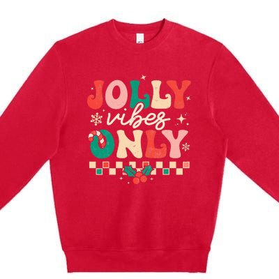 Festive Retro Christmas Joyful Holiday Vibes Premium Crewneck Sweatshirt