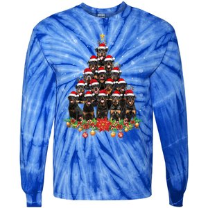 Funny Rottweiler Christmas Tree Great Gift Ornat Decor Xmas Cool Gift Tie-Dye Long Sleeve Shirt