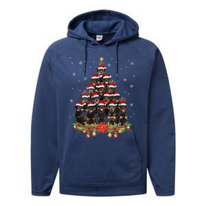 Funny Rottweiler Christmas Tree Great Gift Ornat Decor Xmas Cool Gift Performance Fleece Hoodie