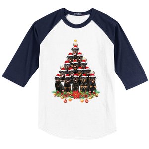 Funny Rottweiler Christmas Tree Great Gift Ornat Decor Xmas Cool Gift Baseball Sleeve Shirt