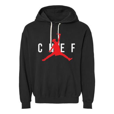 Funny Restaurant Chef Jumping Chef Knife Garment-Dyed Fleece Hoodie
