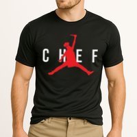 Funny Restaurant Chef Jumping Chef Knife Cooling Performance Crew T-Shirt