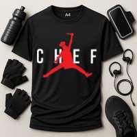 Funny Restaurant Chef Jumping Chef Knife Cooling Performance Crew T-Shirt