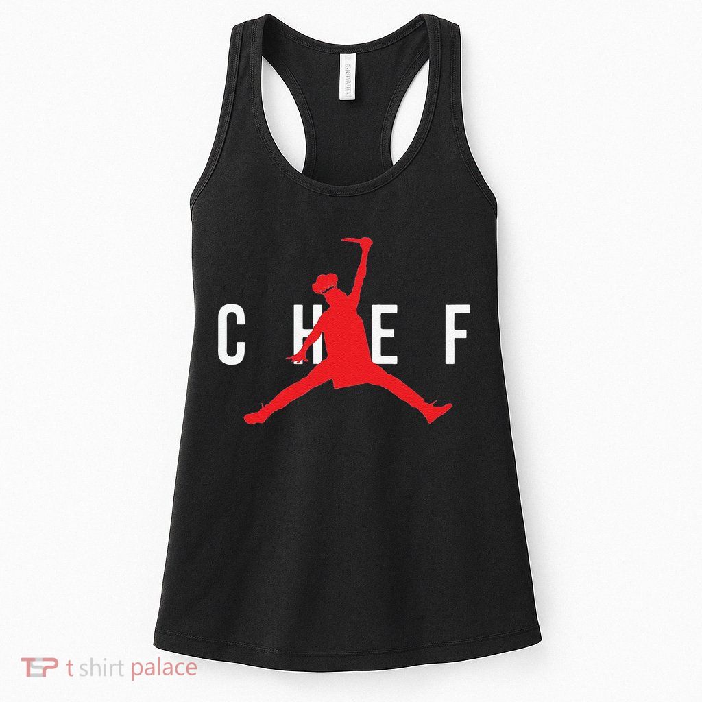 Funny Restaurant Chef Jumping Chef Knife Womens Tank Top