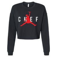 Funny Restaurant Chef Jumping Chef Knife Cropped Pullover Crew
