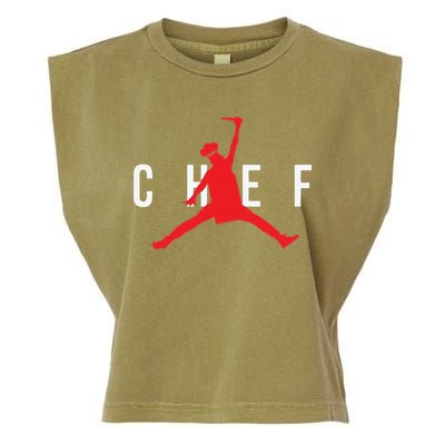 Funny Restaurant Chef Jumping Chef Knife Garment-Dyed Women's Muscle Tee