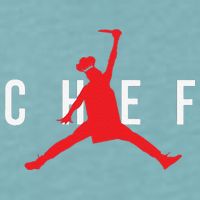 Funny Restaurant Chef Jumping Chef Knife Sueded Cloud Jersey T-Shirt