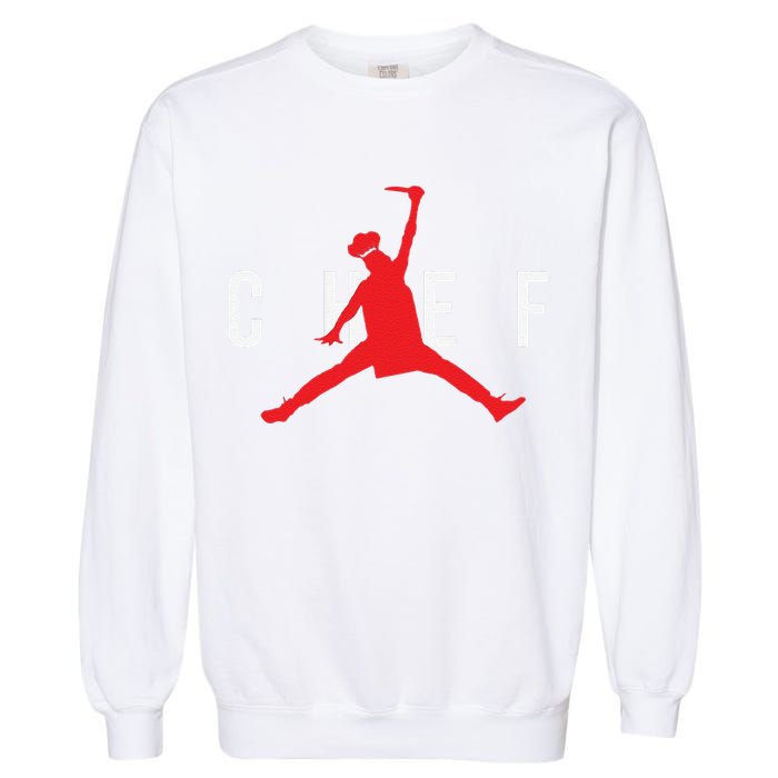 Funny Restaurant Chef Jumping Chef Knife Garment-Dyed Sweatshirt