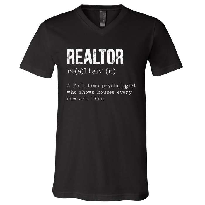 Funny Realtor Definition Real Estate Agent House Seller V-Neck T-Shirt