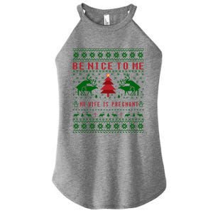 Funny Reindeer Daddy Ugly Christmas Pregnancy Gift Women's Perfect Tri Rocker Tank