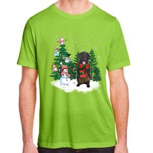 Flatcoated Retriever Dog Christmas Snow Xmas Tree Pajama Cool Gift Adult ChromaSoft Performance T-Shirt