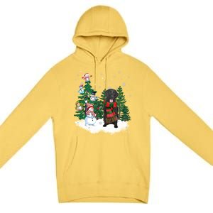 Flatcoated Retriever Dog Christmas Snow Xmas Tree Pajama Cool Gift Premium Pullover Hoodie