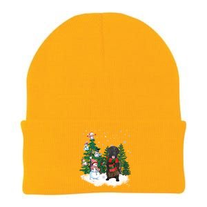 Flatcoated Retriever Dog Christmas Snow Xmas Tree Pajama Cool Gift Knit Cap Winter Beanie