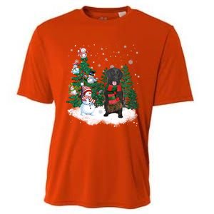 Flatcoated Retriever Dog Christmas Snow Xmas Tree Pajama Cool Gift Cooling Performance Crew T-Shirt