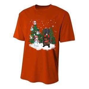 Flatcoated Retriever Dog Christmas Snow Xmas Tree Pajama Cool Gift Performance Sprint T-Shirt