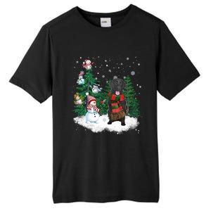 Flatcoated Retriever Dog Christmas Snow Xmas Tree Pajama Cool Gift Tall Fusion ChromaSoft Performance T-Shirt