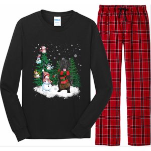 Flatcoated Retriever Dog Christmas Snow Xmas Tree Pajama Cool Gift Long Sleeve Pajama Set