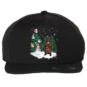 Flatcoated Retriever Dog Christmas Snow Xmas Tree Pajama Cool Gift Wool Snapback Cap