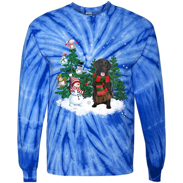 Flatcoated Retriever Dog Christmas Snow Xmas Tree Pajama Cool Gift Tie-Dye Long Sleeve Shirt