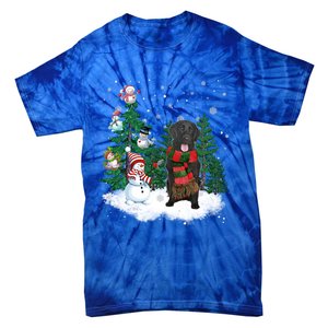 Flatcoated Retriever Dog Christmas Snow Xmas Tree Pajama Cool Gift Tie-Dye T-Shirt