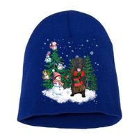 Flatcoated Retriever Dog Christmas Snow Xmas Tree Pajama Cool Gift Short Acrylic Beanie