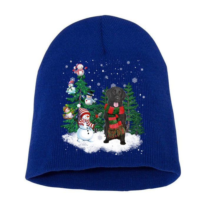 Flatcoated Retriever Dog Christmas Snow Xmas Tree Pajama Cool Gift Short Acrylic Beanie