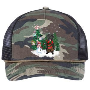 Flatcoated Retriever Dog Christmas Snow Xmas Tree Pajama Cool Gift Retro Rope Trucker Hat Cap