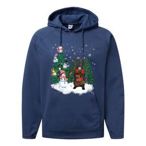 Flatcoated Retriever Dog Christmas Snow Xmas Tree Pajama Cool Gift Performance Fleece Hoodie