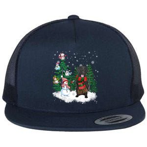 Flatcoated Retriever Dog Christmas Snow Xmas Tree Pajama Cool Gift Flat Bill Trucker Hat