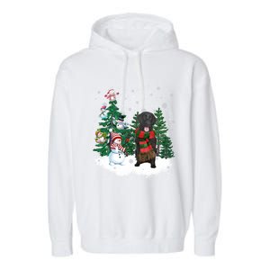 Flatcoated Retriever Dog Christmas Snow Xmas Tree Pajama Cool Gift Garment-Dyed Fleece Hoodie