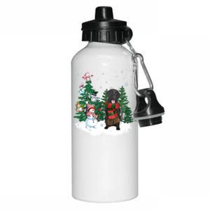 Flatcoated Retriever Dog Christmas Snow Xmas Tree Pajama Cool Gift Aluminum Water Bottle