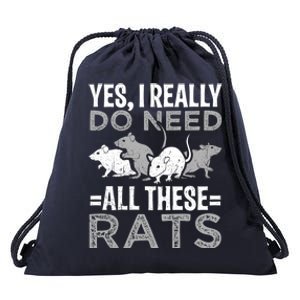 Funny Rat Design Yes I Really Do Need All These Rats Cute Gift Drawstring Bag