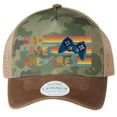 Funny Retro Dad Level Unlocked Gamer Legacy Tie Dye Trucker Hat
