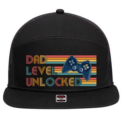 Funny Retro Dad Level Unlocked Gamer 7 Panel Mesh Trucker Snapback Hat