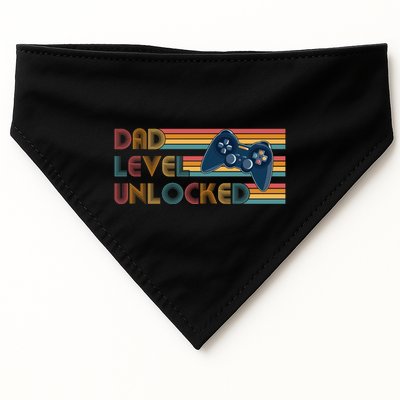 Funny Retro Dad Level Unlocked Gamer USA-Made Doggie Bandana