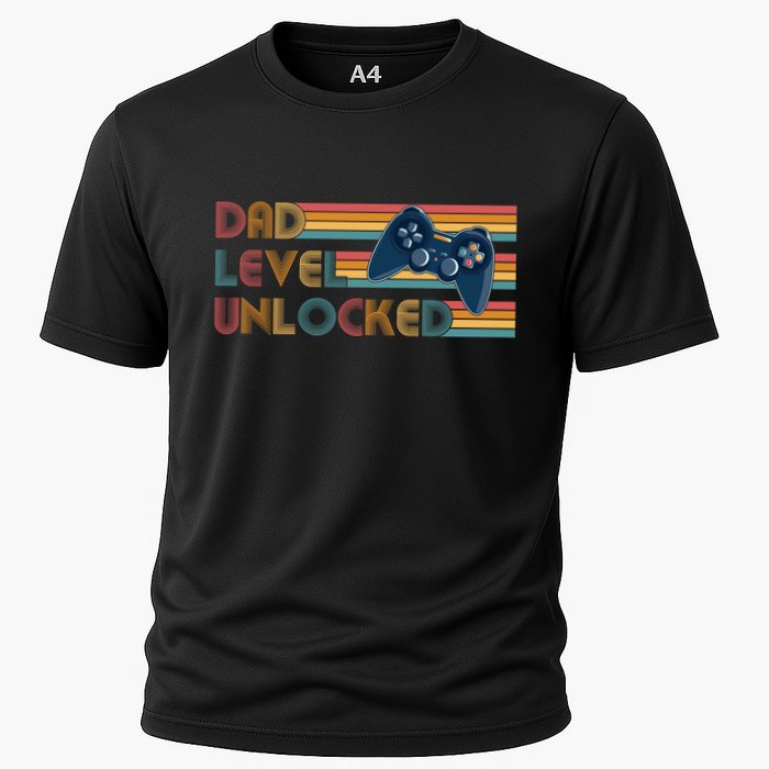 Funny Retro Dad Level Unlocked Gamer Performance Shirt