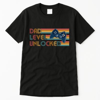 Funny Retro Dad Level Unlocked Gamer Tall T-Shirt