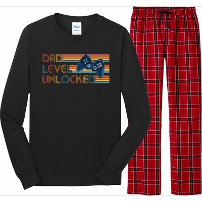 Funny Retro Dad Level Unlocked Gamer Long Sleeve Pajama Set