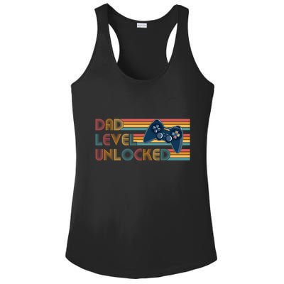 Funny Retro Dad Level Unlocked Gamer Ladies PosiCharge Competitor Racerback Tank