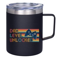 Funny Retro Dad Level Unlocked Gamer 12oz Stainless Steel Coffee Mug