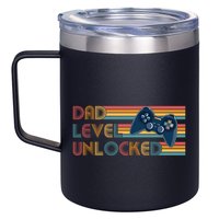 Funny Retro Dad Level Unlocked Gamer 12oz Stainless Steel Coffee Mug