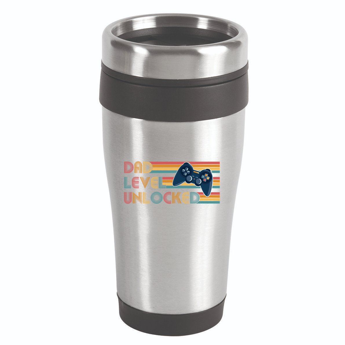 Funny Retro Dad Level Unlocked Gamer 16oz Travel Tumbler